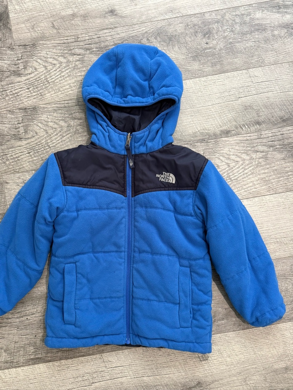 Boys The Northface Reversible Fleece Lined Puffer Jacket Coat Size 7-8 yers